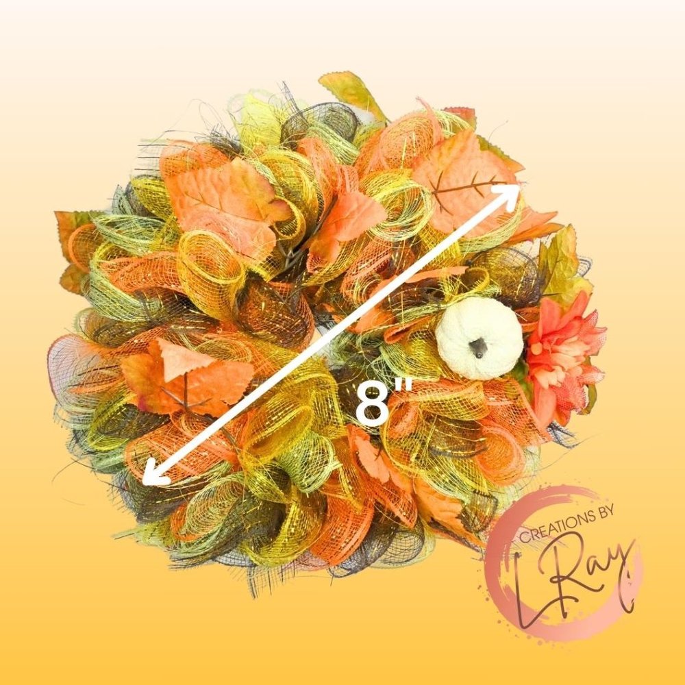 8" Orange Decorative Handmade Thanksgiving/Holiday Wreaths